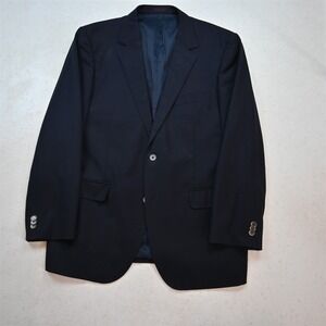 Byron 44R Navy Blue 100% Wool Balmoral Mens Blazer Suit Jacket Sport Coat‎